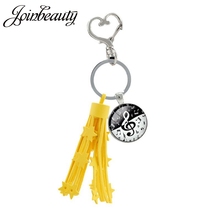 JOINBEAUTY Musical Instrument Picture Pendant Keychain Music Note Glass Dome Tassel Heart Clasp Key Ring Holder Women Gift T610 2024 - buy cheap