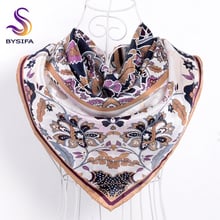 Ladies Khaki Scarves Wraps Fashion Apparel China Style Floral Design 100% Silk Twill Square Scarf Shawl 90*90cm Spring Muffler 2024 - buy cheap