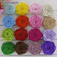 Babymatch 90 unids/lote 2 ''rosetones flor Rosa Flores Accesorios de pelo Satin laminado rosetas Telas flores Accesorios de pelo 2024 - compra barato