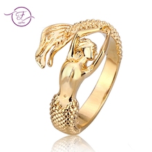 Anillos abiertos de sirena exquisitos para mujer, joyería de plata de ley 925, anillo de Color dorado fina, accesorios, regalos, joyería 2024 - compra barato