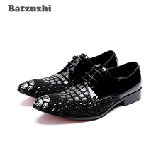 Batzuzhi-Zapatos italianos con cordones para Hombre, calzado Formal de cuero negro para negocios, Tallas grandes 2024 - compra barato