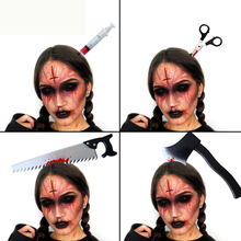 Halloween Horror Headband Mask ax/Saw/Syringe/Scissors Bloody Party Decoration Scary Cutting Head Fake Props Halloween Supplies 2024 - buy cheap