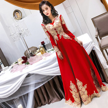 Long Sleeve Red Oriental Style Dresses Chinese Bride Vintage Traditional Wedding Cheongsam Dress Long Qipao Plus Size XS-3XL 2024 - buy cheap