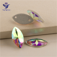 YANRUO-diamantes de imitación para decoración de costura, cristales AB Navette de todos los tamaños, para coser, DIY 2024 - compra barato