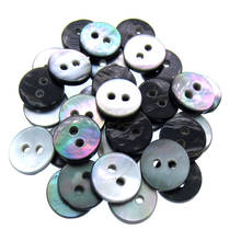 50 peças botões de camisa de pérolas cor preta, concha natural, botões preto, 2 botões de furo, 11.5mm 2024 - compre barato