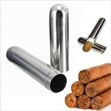 Tubo de charuto de aço inoxidável 17x2cm, estojo para armazenamento de cigarros e tabaco, 1 peça 2024 - compre barato