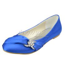 Aineny99 New Blue Round Toe Flat Heel Rhinestone Satin Wedding Bridal Evening Party Shoes Free Shipping Multiple Colors L241 2024 - buy cheap