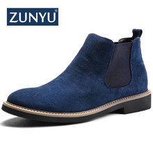 ZUNYU New Men Chelsea Boots Slip On Suede High Top Classic Men Boots Genuine Leather Chukka Ankle Boots Fashion Cowboy Male Boot 2024 - buy cheap