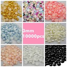 Free Shipping 10000pcs 3mm Half Round ABS Imitation Pearl Beads Flat Back Nails Accessories for Craft Pick colors 2024 - buy cheap