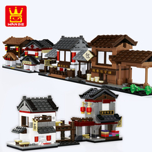 China street View Compatible Architecture City Food Shop House Dinner Restaurant Model Building Blocks Bricks toys 2024 - buy cheap