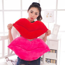 Мягкая подушка в форме губ, 55 см, розово-красная, 30 см 2024 - купить недорого