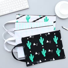 Creative Pure Fresh Cactus Oxford Canvas Envelope Bags A4 Large Capacity Zipper Bag Students Stationery school office supplies 2024 - buy cheap