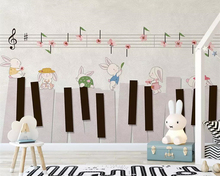 Beibehang пользовательские обои ручная роспись мультфильм кролик пианино фон для телевизора детская комната Детский сад 3d обои 2024 - купить недорого