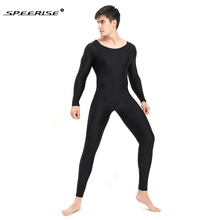 Especerise macacão masculino preto de manga comprida, peça única spandex body de corpo inteiro roupa de dança para homens para mulheres 2024 - compre barato