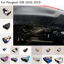 Car body styling rear back Cover Muffler End Tail Pipe Dedicate outlet Exhaust 1pcs For Peugeot 308 2016 2017 2018 2019 2024 - buy cheap