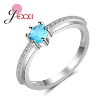 925 Sterling Silver Rings For Women Girl Engagement Party 6 Claw Crystal Wedding Ring Wholesale Fashin Female Accessories 2024 - buy cheap