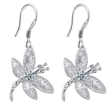 E009 Hot new fashion silver color for women lady wedding party cute nice factory direct charm women dragonfly earrings jewelry 2024 - buy cheap