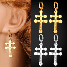 Brincos de cruz da bíblia para mulheres, joias de moda para presente recém-chegados, brincos de cor dourada/prata e117 2024 - compre barato