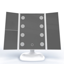 Luminária led com espelho para maquiagem, lâmpada dobrável com três articulações para mesa de beleza espelho de princesa