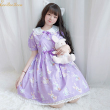 Girls Cute Rabbit Purple Lolita Sweet Lolita Dress Girl Summer Doll collar Lace Princess Dress For Women Anime Cosplay Costume 2024 - buy cheap