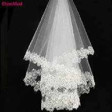 Ivory White Wedding Veil Wedding Accessories Lace Cheap Stock Sequined Lace Edge One-layer Wedding Veil Bridal Veil 60cm 2024 - buy cheap