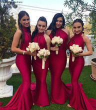 Красные длинные платья подружки невесты, недорогие платья подружки невесты с лямкой на шее на лето 2019 2024 - купить недорого