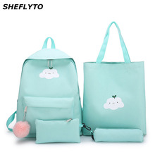 4Pcs/set Women Canvas Backpacks School Bags For Teenager Girls Student Waterproof Larger School Backpack Rucksack Female BookBag 2024 - buy cheap