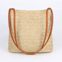 JIARUO Summer leather Top-handle Women Straw Shoulder bag Tote Handbag hand bag Ladies daily bag outdoor bag 2024 - buy cheap