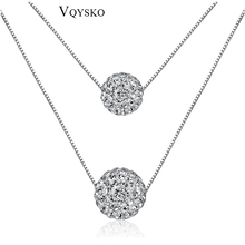 Simples elegante strass colares moda jóias duplo cz bola de cristal declaração pingentes colares para o presente da mulher 2024 - compre barato