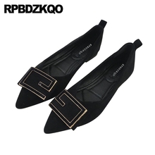 designer green brand suede comfortable slip on pointed toe black italian chinese flats china runway metal work women dress shoes 2024 - buy cheap