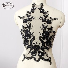 French Lace Fabric Black Ivory White Cotton Embroidered Applique High-end Wedding Dress Accessories Handmade DIY RS254 2024 - buy cheap