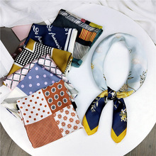 Bufanda de seda con estampado para mujer, pañuelo de marca de 70x70cm, a rayas, pañuelo cuadrado para la cabeza 2024 - compra barato