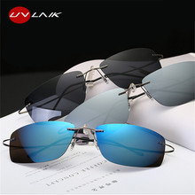 UVLAIK Rimless Titanium Sunglasses Men Polarized Super Thin Frameless Sun Glasses Man UV400 Driving Sunglass Night Goggles 2024 - buy cheap