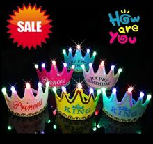 Boné de festa brilhante de aniversário, 5 lâmpadas, coroa, chapéu de princesa king, acessório para vestir de festa de natal, carnaval 2024 - compre barato