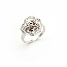Anéis charmosos de flor rosa para mulheres com pedras preciosas (cor ouro branco) para frete grátis mxgxfam 2024 - compre barato