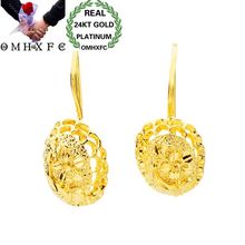 OMHXFC-pendientes de gota de oro de 24KT para mujer, pendientes de moda europea, regalo de boda, fiesta, niña, flor, ER62 2024 - compra barato