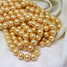 New fashion golden yellow imitation pearl shell round loose beads 4-14mm factory outlet wholesale jewelry making 15inch B1610 2024 - buy cheap