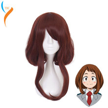 Anime My Hero Academia Boku no Hiro Akademia Uraraka Ochako Short Brown Bobo Heat Resistant Cosplay Costume Wig + Free Wig Cap 2024 - buy cheap