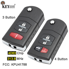 KEYECU-mando a distancia de 4 botones, 313,8 MHz, 4D63, FCC: KPU41788, plegable de repuesto, 2 + 1, 3/ 3 + 1, para Mazda 6, RX-8, MX-5, Miata, Sedan 2024 - compra barato