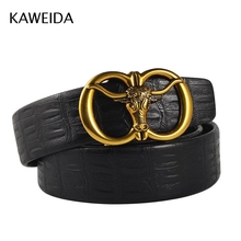 KAWEIDA 2018 Designer Belts High Quality Men Fashion Luxury Gold Bull Head Automatic Buckle Leather Waist Belt for Jeans Kemer 2024 - buy cheap