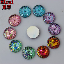 Micui 100pcs 10mm  AB Color Acrylic Rhinestones Round Flatback Gems Stone For Clothes Dress Craft ZZ385 2024 - buy cheap