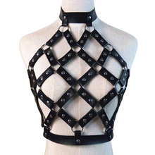 New Sexy Women Suspender leather Body Harness Gothic Lingerie Adjustable metal Body Bondage Holographic hollow Chest Belt cool 2024 - buy cheap