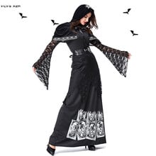 Women Halloween evil Witch Costumes Female Gothic Skeleton Sorceress Scary Cosplay Carnival Purim parade Masquerade party dress 2024 - buy cheap