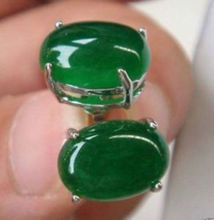Free shipping >>>>>>Genuine Natural 14X18MM Green stone Earring AAA 2024 - buy cheap