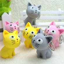 Fashion Creative Lovely Cheese Cat Led Flash light and Sound Keychain Children's Party Gift Accessories Wholease 10pcs/lot 2024 - buy cheap