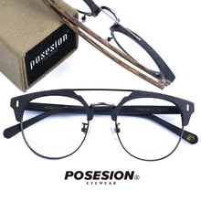 POSESION Eyeglasses Frame Glasses Men Women Prescription Vintage Computer Optical Acetate Myopia Eye Spectacle Frame Clear Lens 2024 - buy cheap