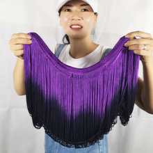 YACKALASI 5 Yds Latin Dress Macrame Lace Latin Fringe Tassel Dip Dye Omble Samba Dancewear Trimming Sewing Trims Purple/Black 2024 - buy cheap