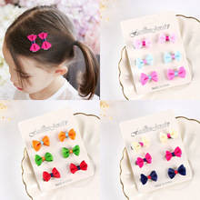 6pcs/set Mini Solid Color Bow Hair Clips+Little Girl Boutique Bowknot Elastic Hair Bands For Kids Baby Hair Accessories 2024 - buy cheap