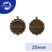 5 unids/lote 25mm bronce antiguo redondo camafeo cabujón base bandeja ajuste colgante encantos suministros para joyería MC-006 2024 - compra barato