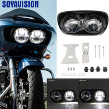 Accesorios Negros/cromados para motocicleta, faro delantero LED de alto brillo para Moto para turismo, faros dobles para carretera 2024 - compra barato